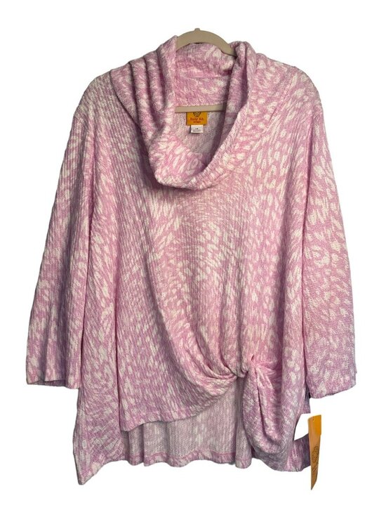 NWT Ruby Rd. Women's 3/4 Sleeve Cowl Neck Blouse – Pink & White, 2X - Picture 1 of 6